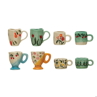 3-6 oz. Hand Painted Stoneware Espresso/Child's Mug