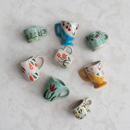 3-6 oz. Hand Painted Stoneware Espresso/Child's Mug