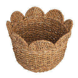Braided Bankuan & Rattan Baskets w/ Scalloped Edge, Set of 3
