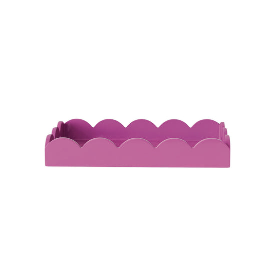 Fuchsia Lacquered Scalloped Tray with Handles