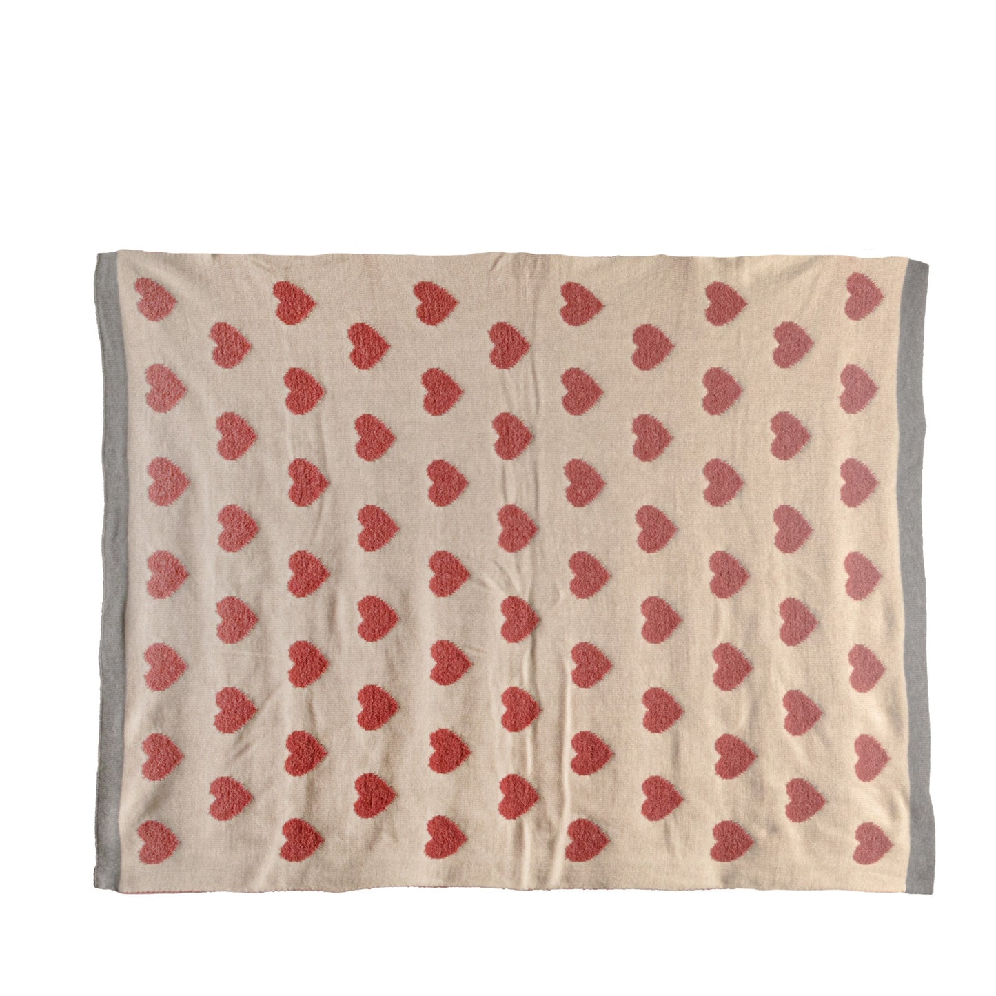 Cotton Knit Chenille Baby Blanket with Hearts