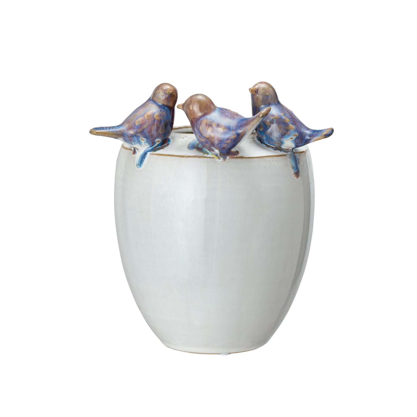 Bird Rim Stoneware Planter