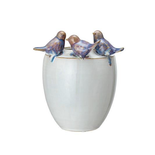 Bird Rim Stoneware Planter