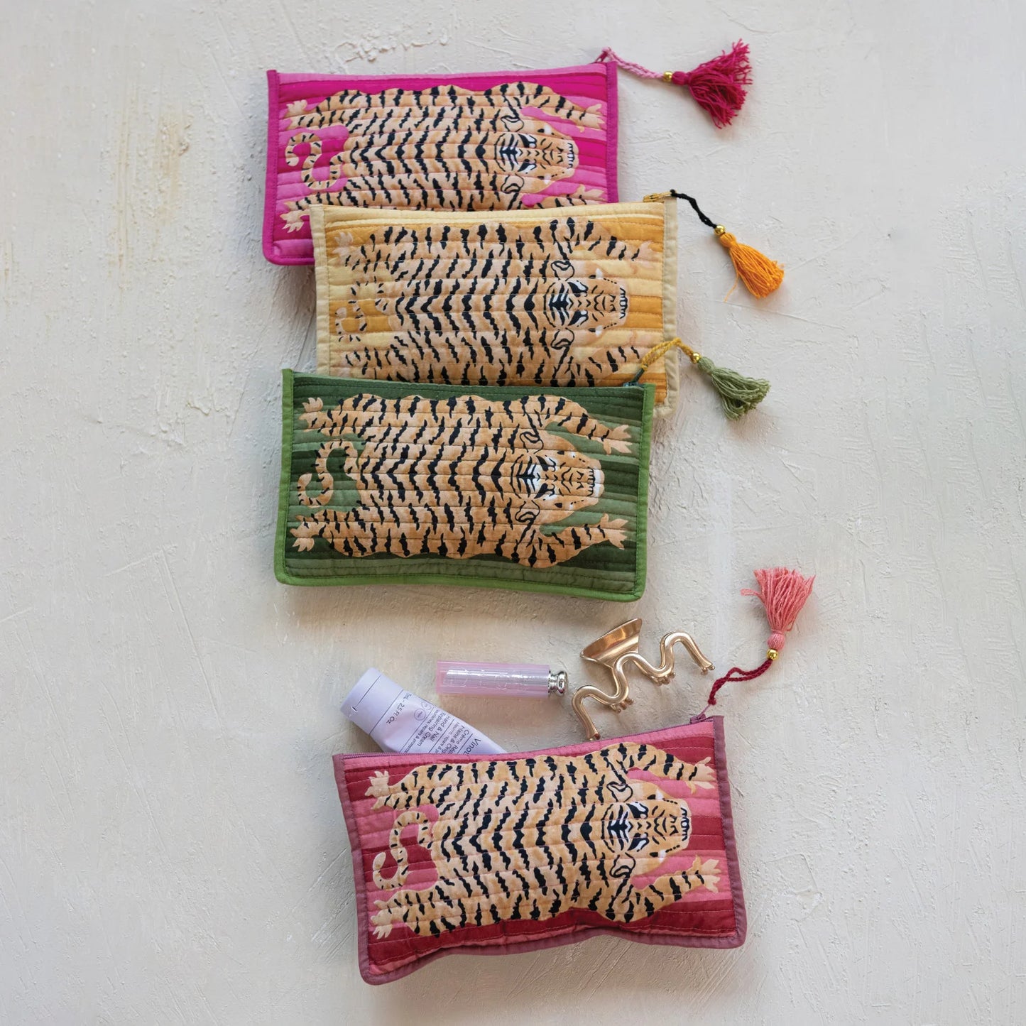 Tiger Cotton Zip Pouch