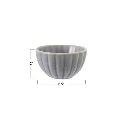 Ribbed Stoneware Bowl - Light Blue