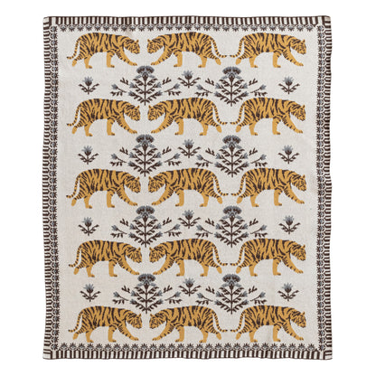 Cotton Knit Baby Blanket with Tigers