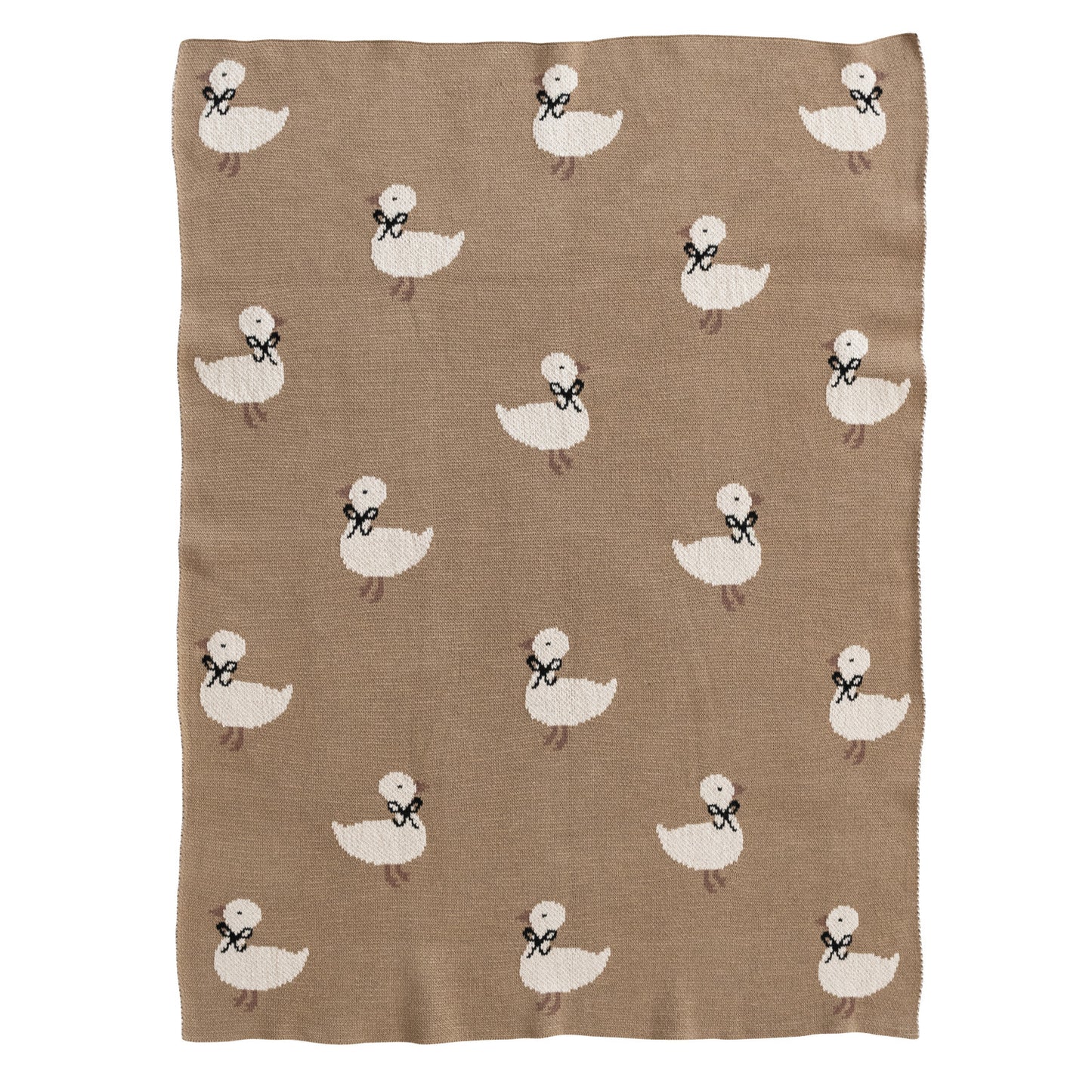 Cotton Knit Baby Blanket with Ducklings