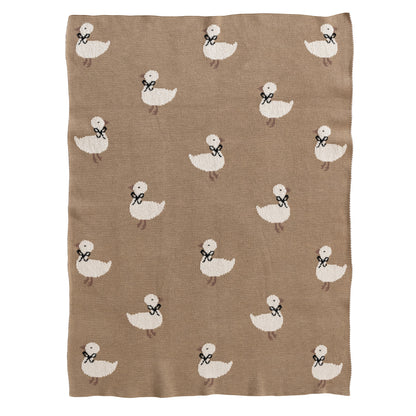 Cotton Knit Baby Blanket with Ducklings