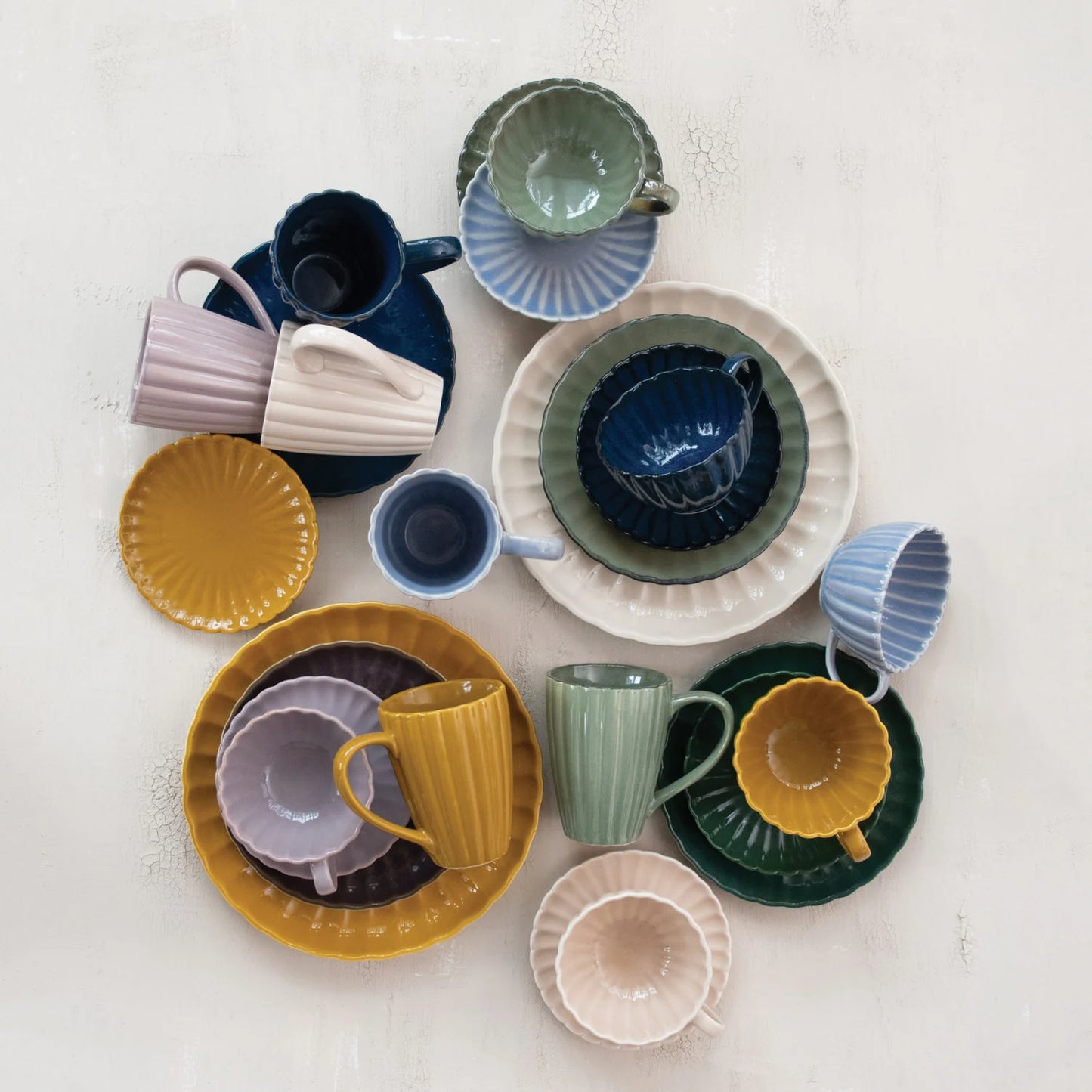Ribbed Stoneware Mug - Light Blue
