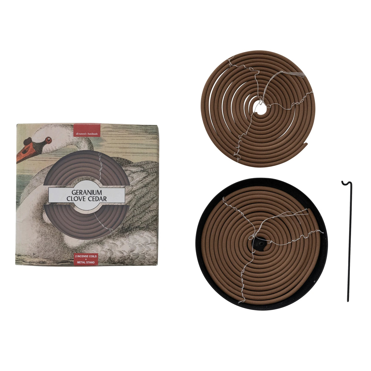 2 Piece Outdoor Hanging Incense Coil With Stand - Set Of 3 In Box