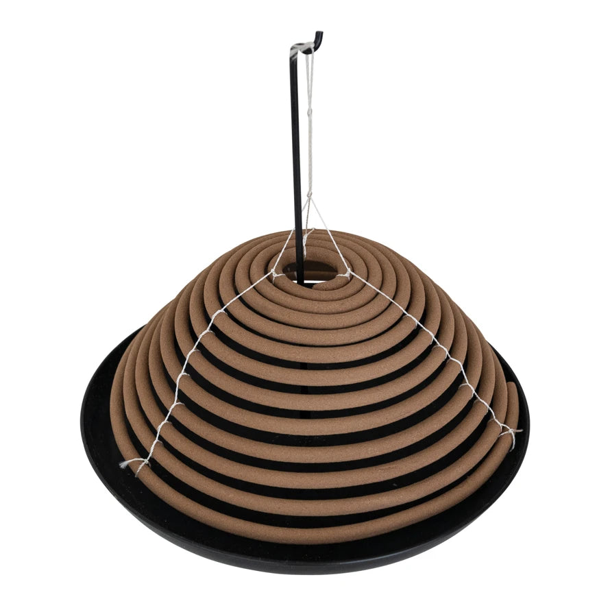 2 Piece Outdoor Hanging Incense Coil With Stand - Set Of 3 In Box