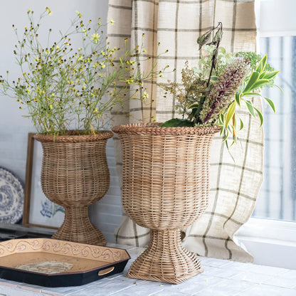 Woven Rattan Urns