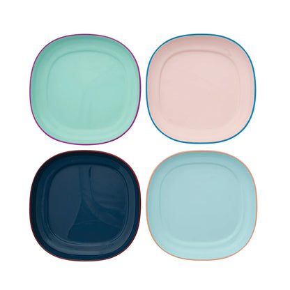 Enameled Stainless Steel Plate with Colored Edge, 4 Colors