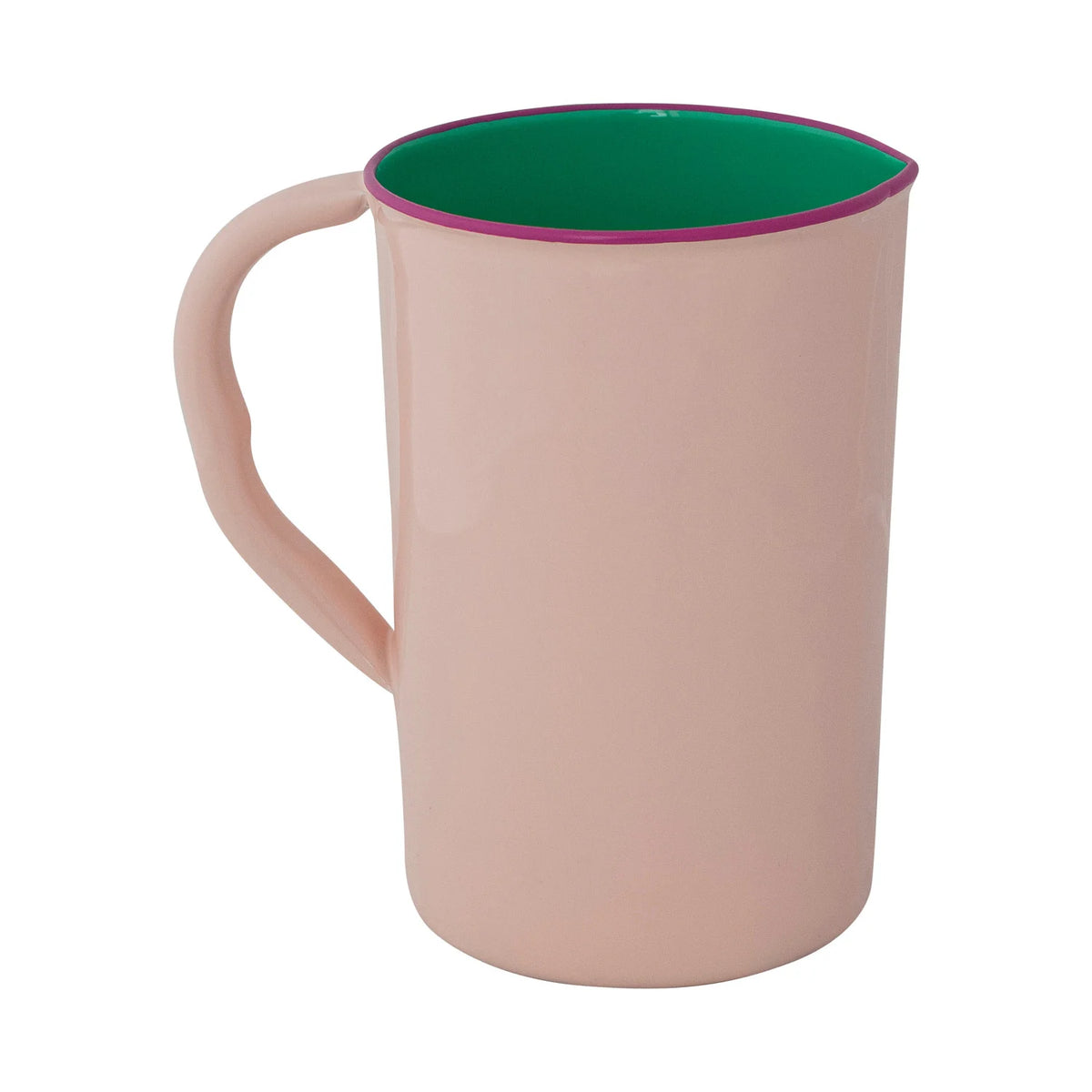 Enameled Stainless Steel Pitcher with Colored Edge, Pink, Green & Fuchsia Color, 1-1/2 Qt