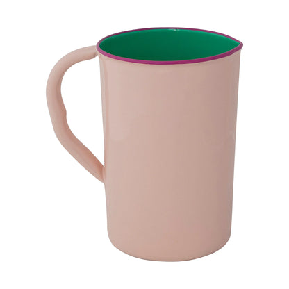 Enameled Stainless Steel Pitcher with Colored Edge, Pink, Green & Fuchsia Color, 1-1/2 Qt
