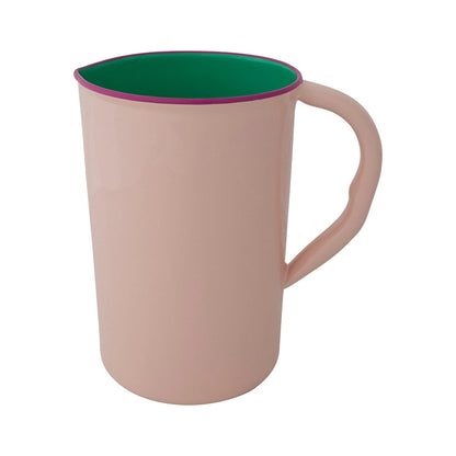 Enameled Stainless Steel Pitcher with Colored Edge, Pink, Green & Fuchsia Color, 1-1/2 Qt