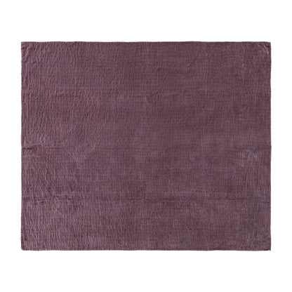 Cotton Velvet Throw with Hand-Embroidered Kantha Stitch & Blanket Stitch Edge