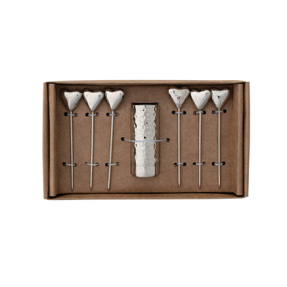 Stainless Heart Picks Set