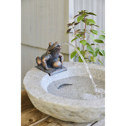 Resin Fountain with Frog, Concrete & Bronze Finish, 6' Cord (Includes Pump Kit)