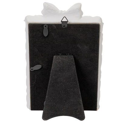 Plastic Photo Frame with Bow, Antique White & Gold Finish (Holds 4" x 6" Photo)