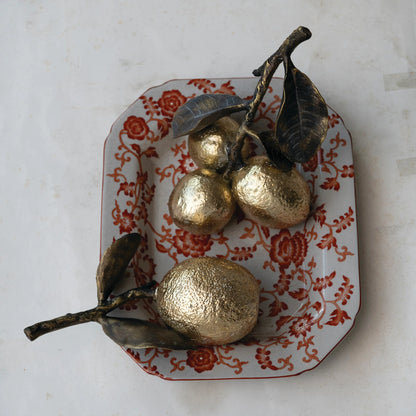 Resin Lemons on Stem, Antique Brass & Gold Finish