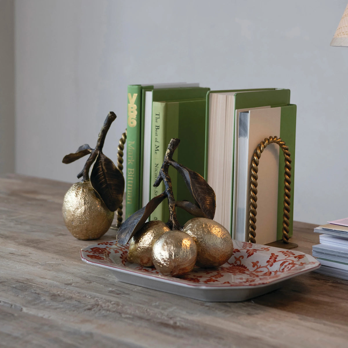 Resin Lemons on Stem, Antique Brass & Gold Finish