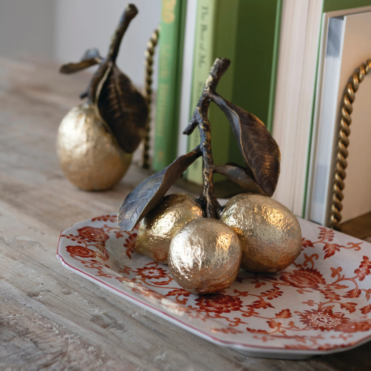 Resin Lemons on Stem, Antique Brass & Gold Finish