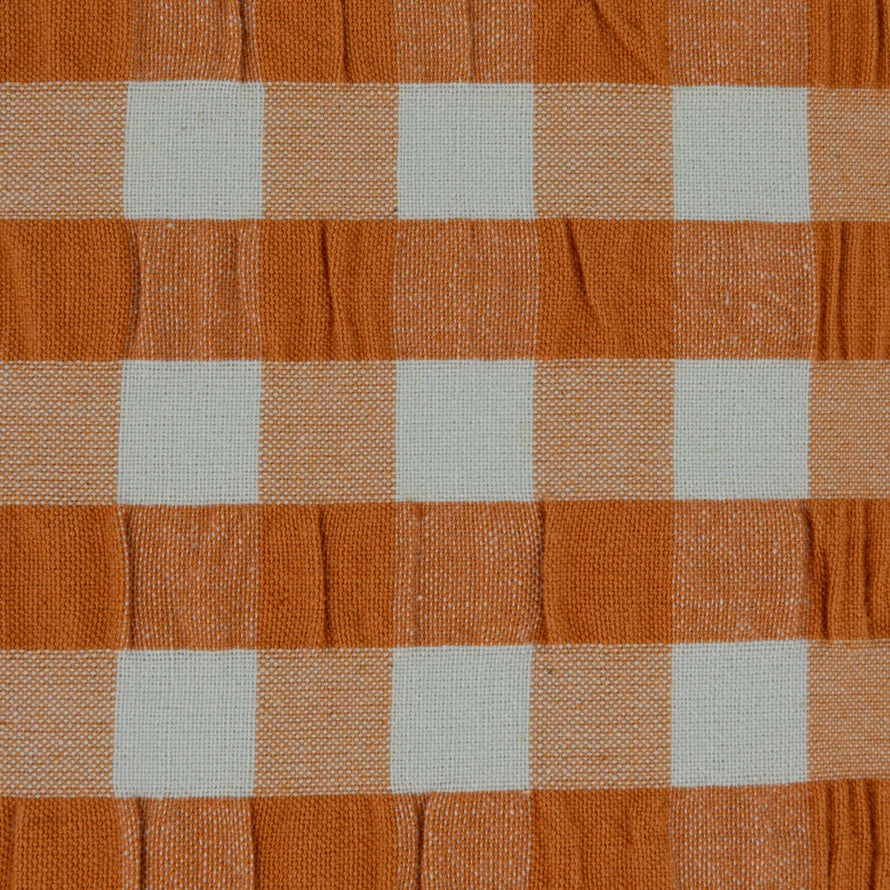 18" Square Cotton Pillow with Check Pattern & Ruffle