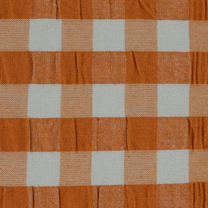 18" Square Cotton Pillow with Check Pattern & Ruffle