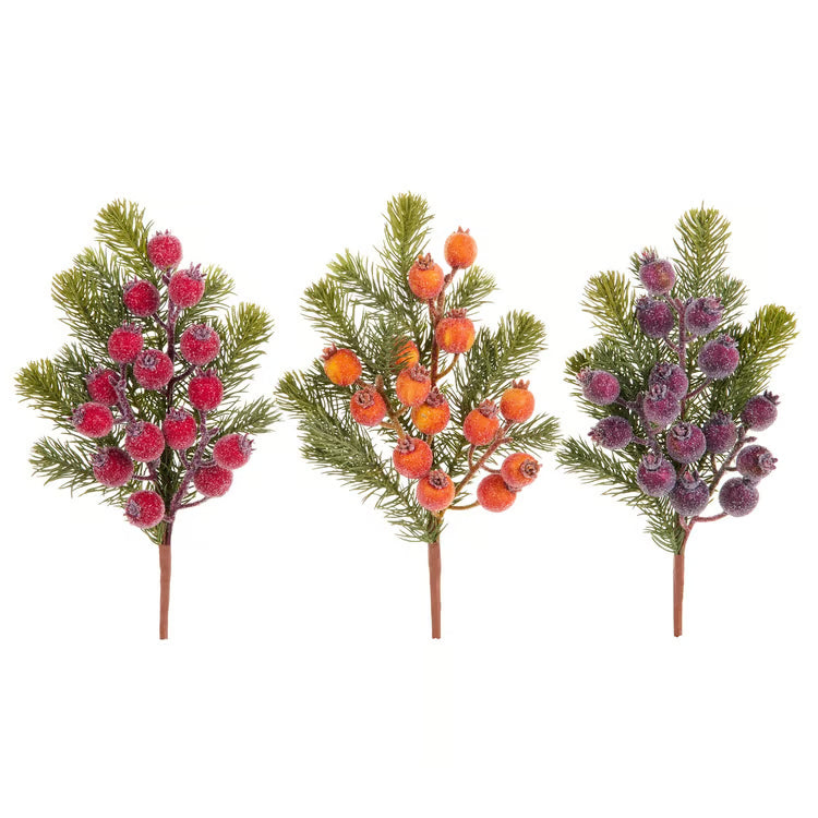 15.5 Iced Berry and Greenery Spray