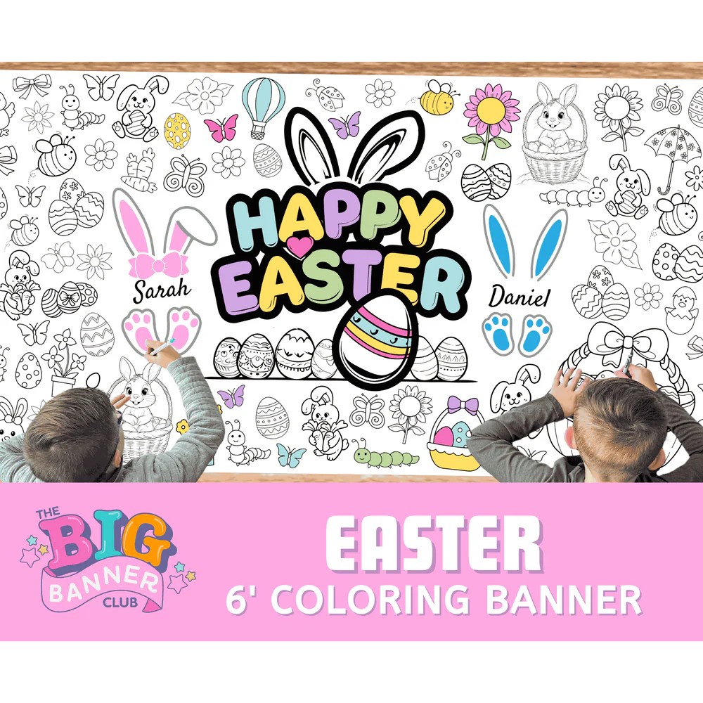 Happy Easter Coloring Banner