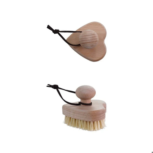 Beech Wood & Sisal Heart Shaped Brush with Handle