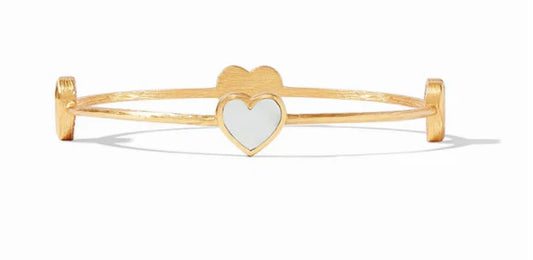 Gold Mother of Pearl Large Heart Bangle
