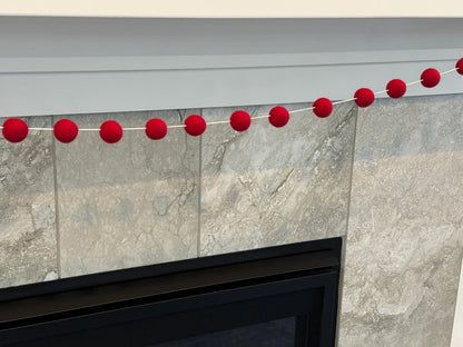 Red Felt Ball Christmas Garland/ Red Christmas Garland