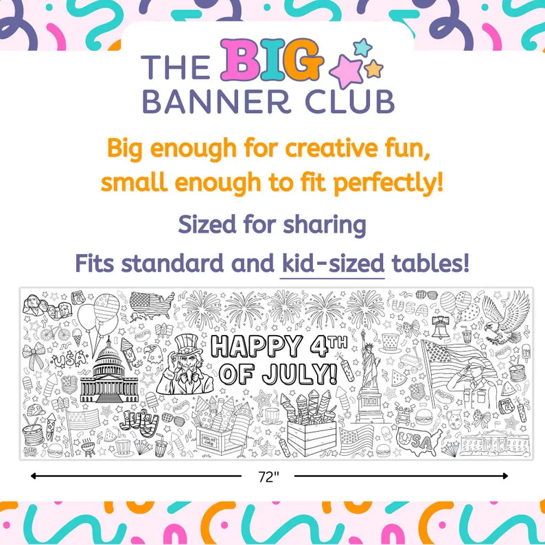 4th of July Coloring Banner