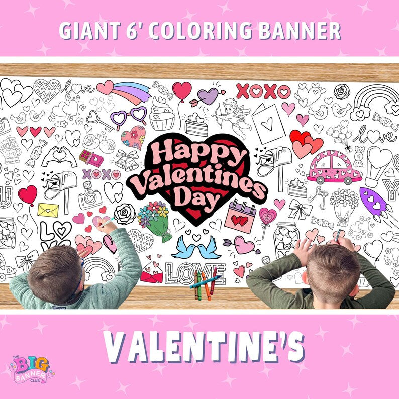 Valentine's Day Coloring Banner