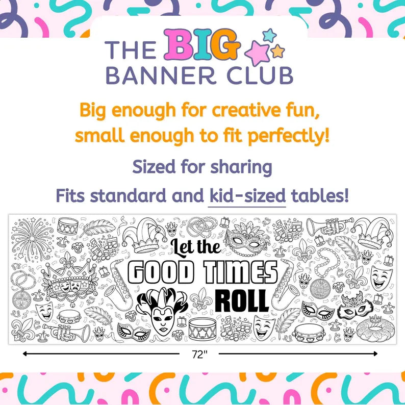 Mardi Gras Coloring Banner