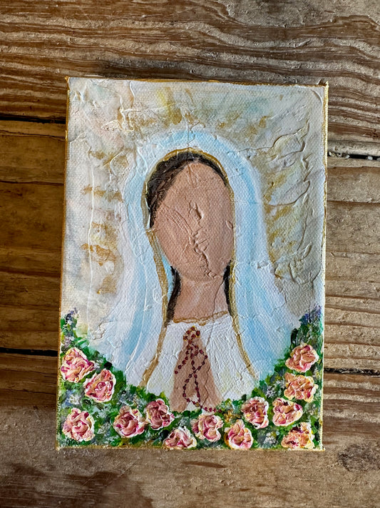 Blessed Creations Art Painting - Mary and Flowers