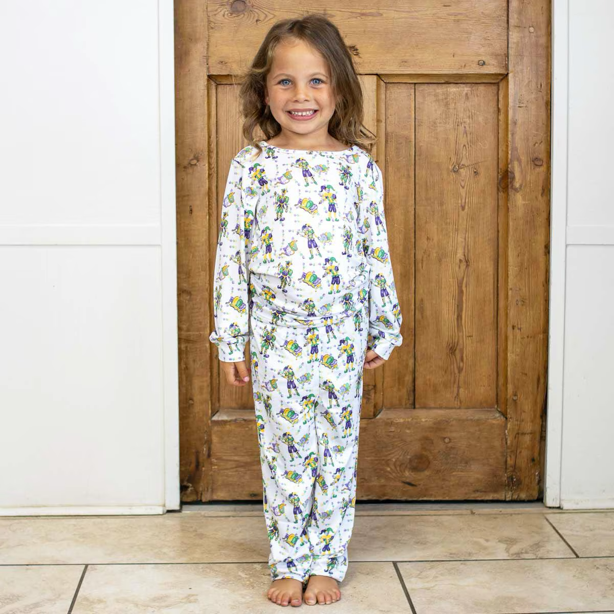 Kid's Mardi Gras Long Sleeve Pajama Set