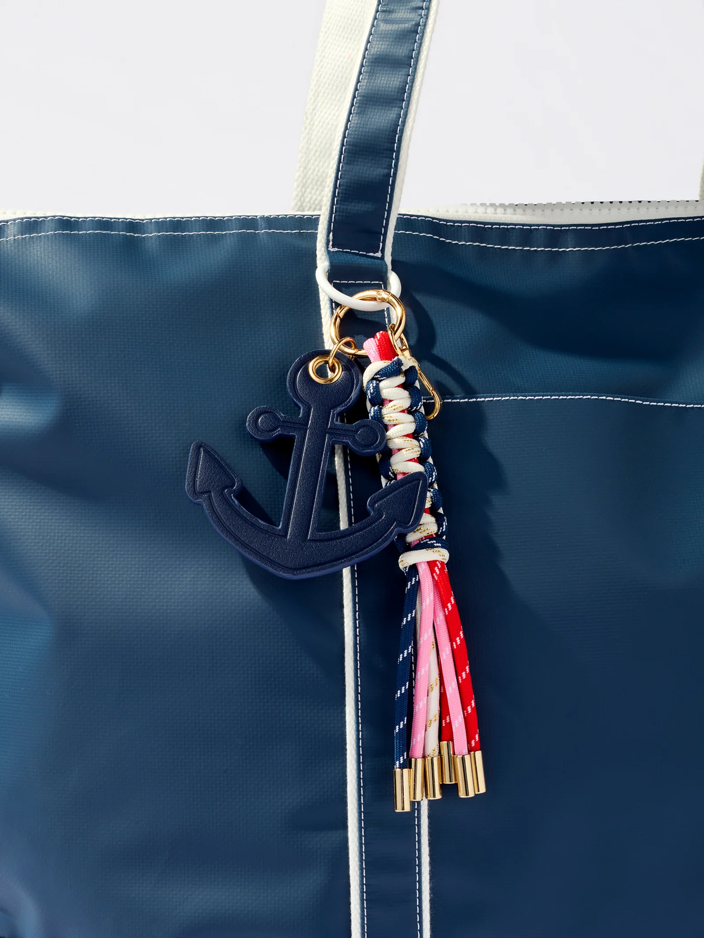Navy Anchor Bag Charm/Key Ring