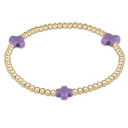 egirl Signature Cross 3mm Gold Bracelet - Purple
