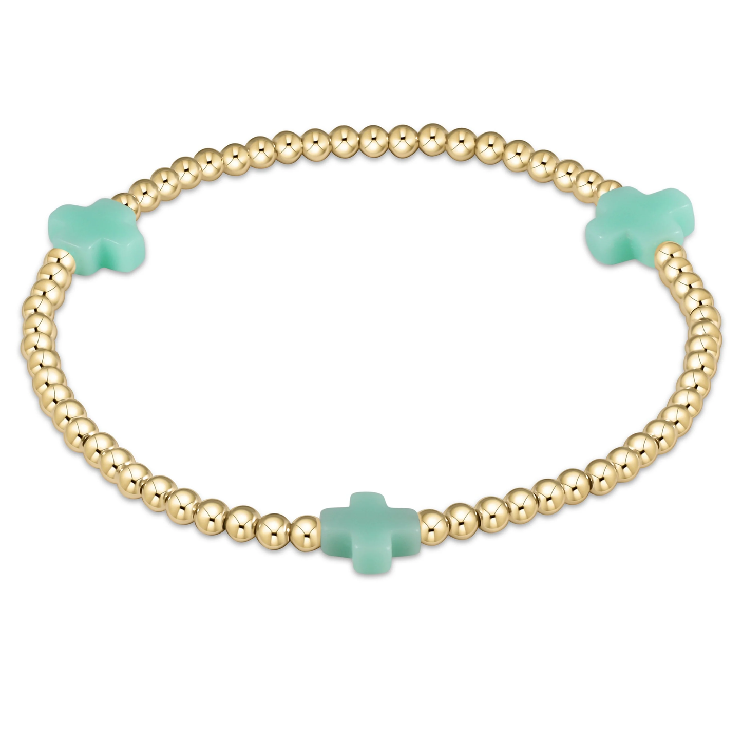 egirl Signature Cross 3mm Gold Bracelet - Mint