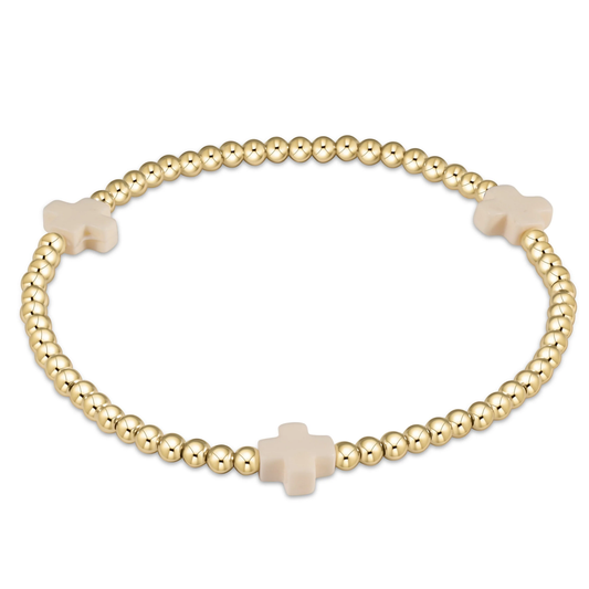 egirl Signature Cross 3mm Gold Bracelet - Off-White