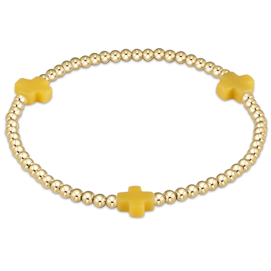 egirl Signature Cross 3mm Gold Bracelet - Canary