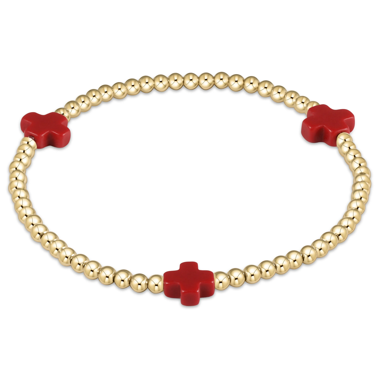 egirl Signature Cross 3mm Gold Bracelet - Red