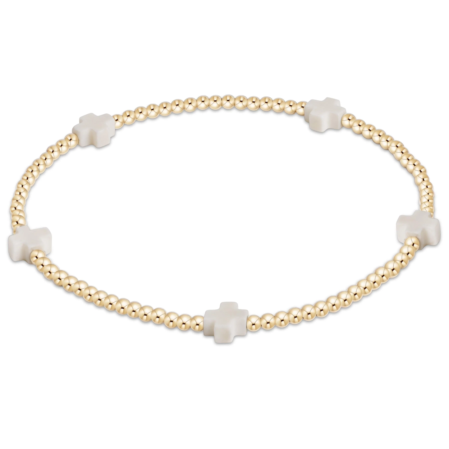 egirl Signature Cross Small 2mm Gold Bracelet - Off-White