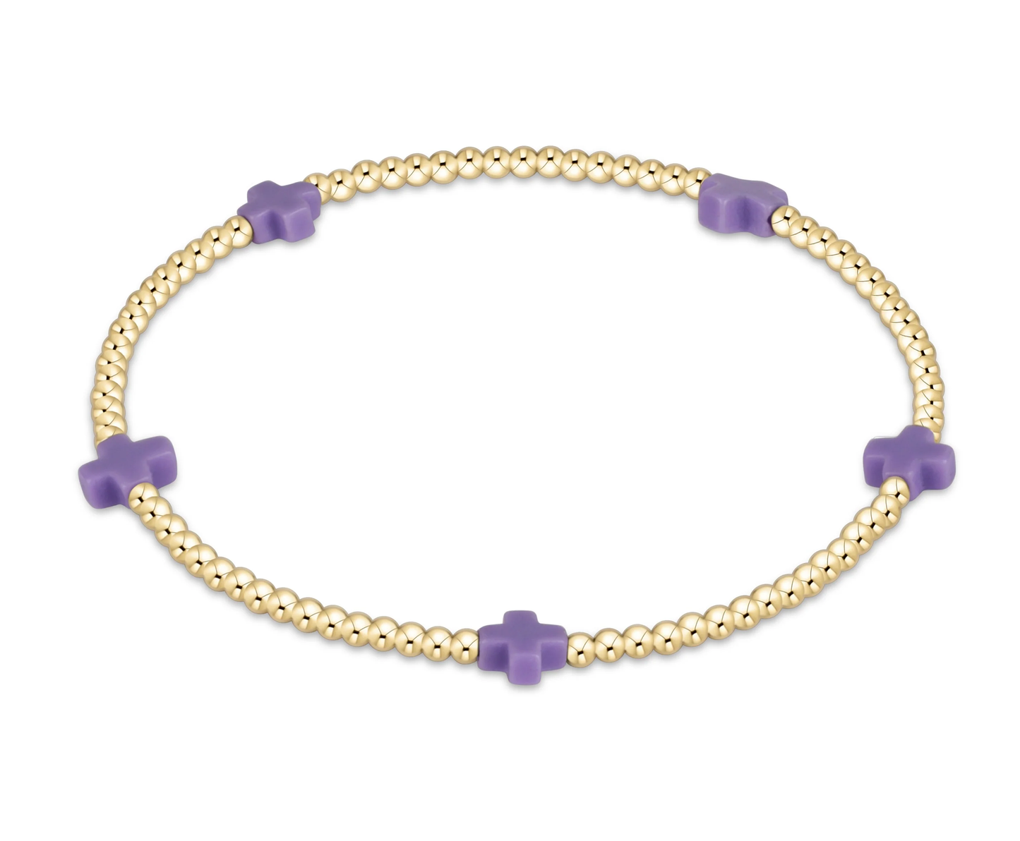 egirl Signature Cross Small 2mm Gold Bracelet - Purple