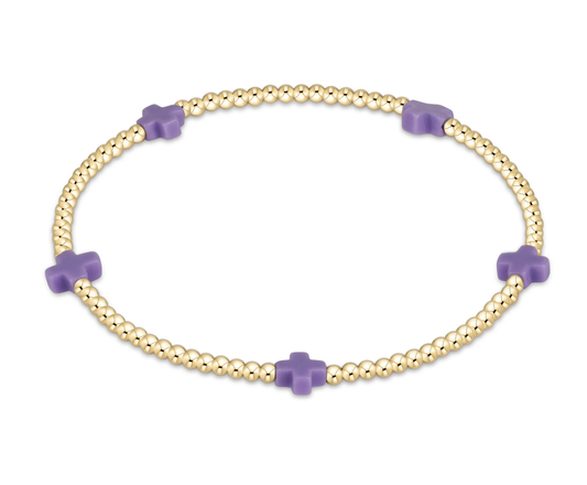 egirl Signature Cross Small 2mm Gold Bracelet - Purple