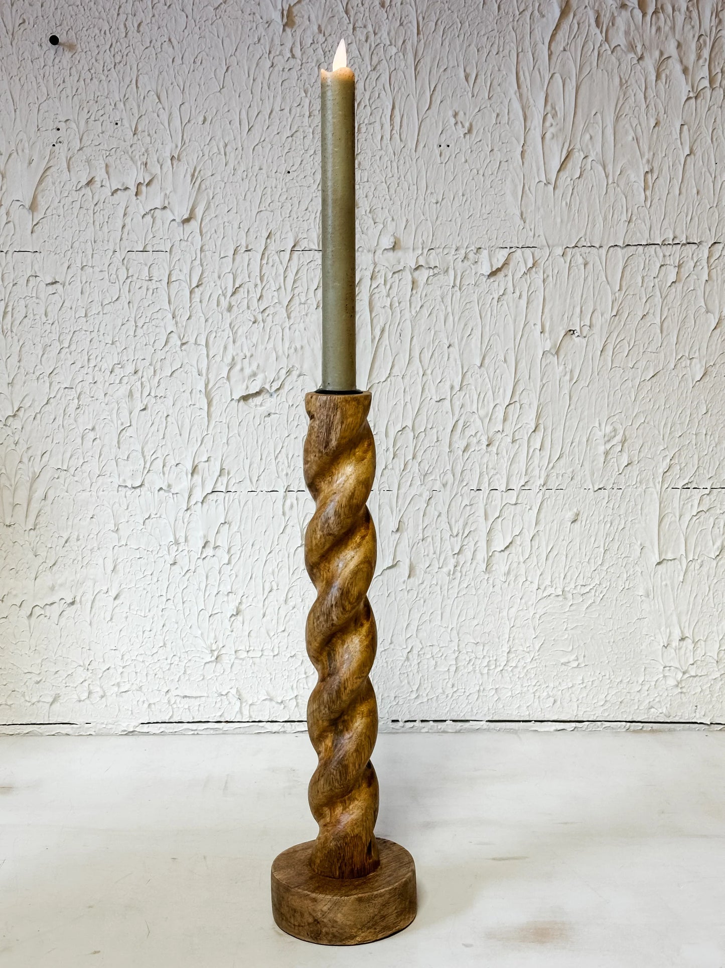 Mango Wood Twisted Taper Candle Holder