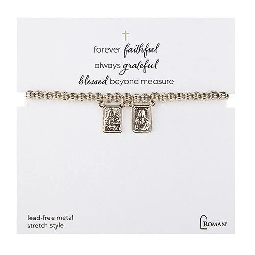 Beaded Scapular Stretch Bracelet - Gold